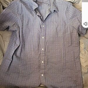 LL Bean Shirt Mens XL Reg Blue Plaid Button Up Seersucker Slightly Fitted Cotton